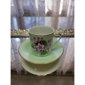 Vintage Lefton Teacup & Saucer Demitasse Lilac SL 510